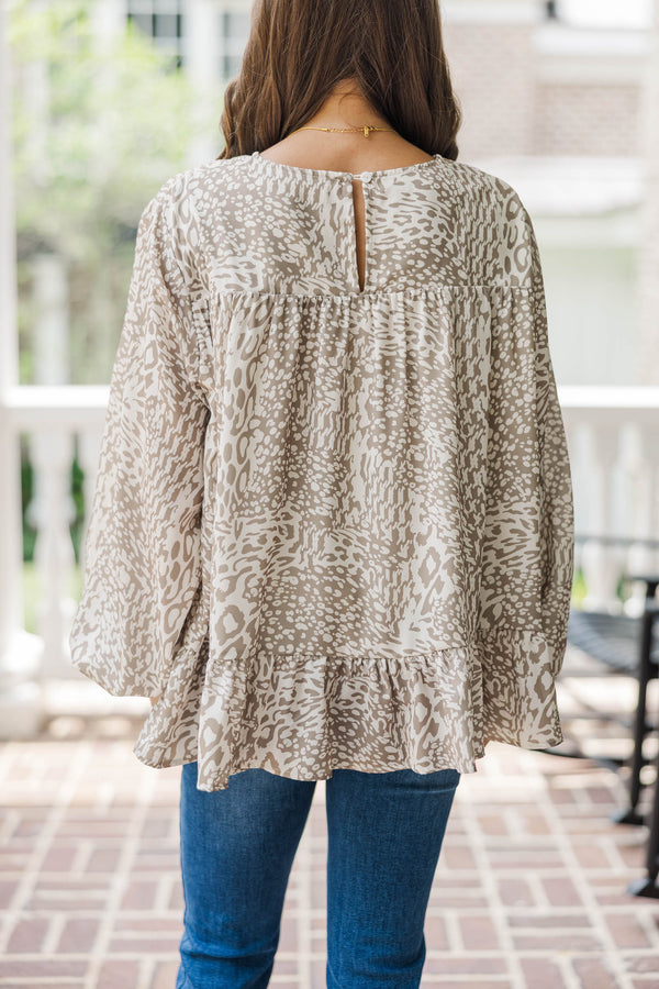 Feeling Blessed Taupe Leopard Tunic