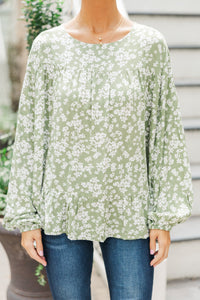 Feeling Blessed Olive Green Ditsy Floral Tunic