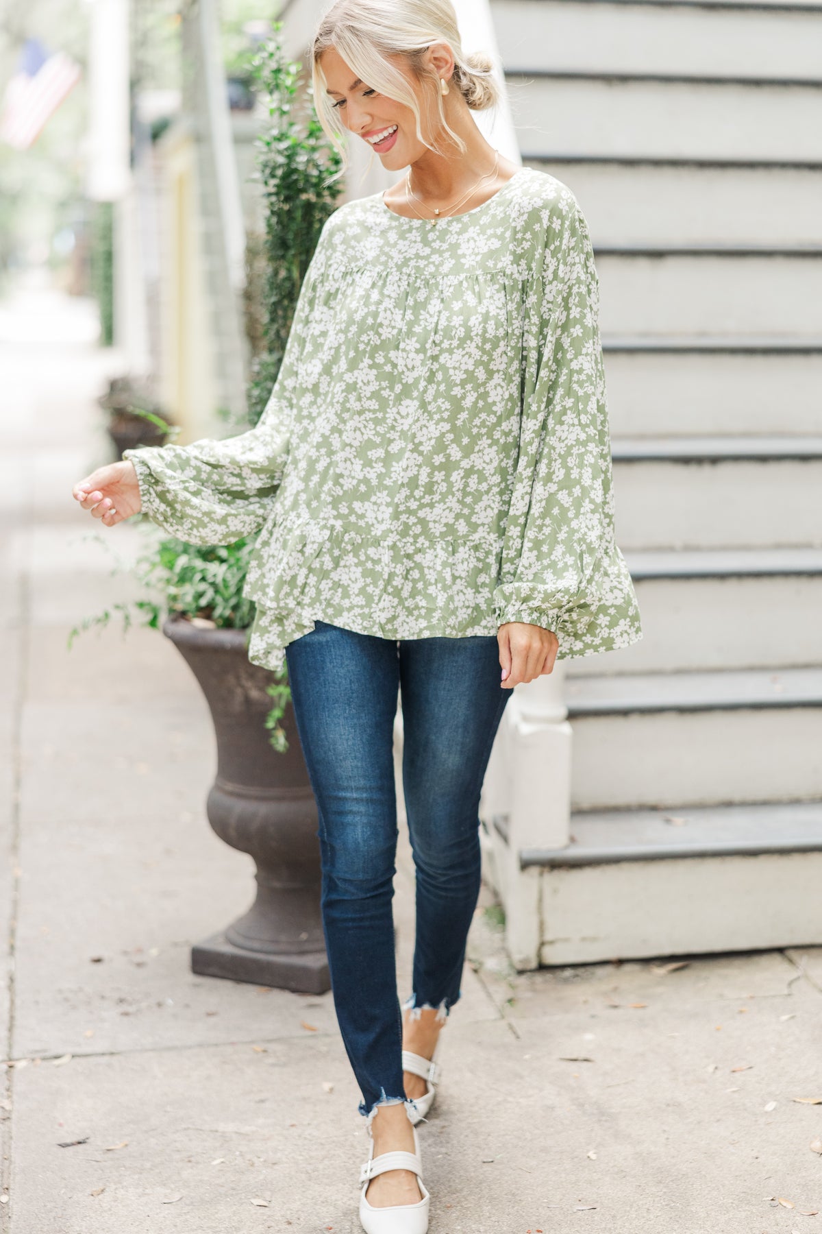 Feeling Blessed Olive Green Ditsy Floral Tunic – Shop the Mint