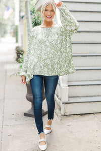 Feeling Blessed Olive Green Ditsy Floral Tunic