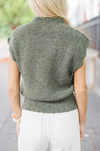 Get It Going Olive Green Cable Knit Sweater Top