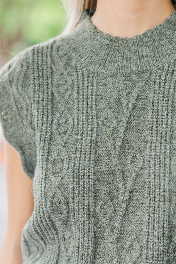 Olive cable knit sweater best sale