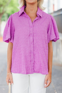 button down blouses, feminine blouses, purple blouses, shop the mint