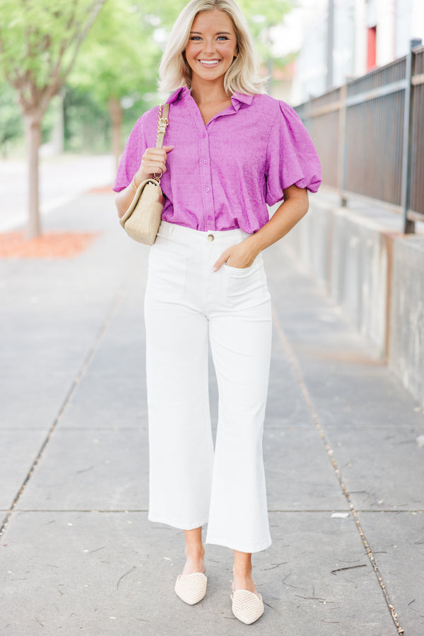 button down blouses, feminine blouses, purple blouses, shop the mint