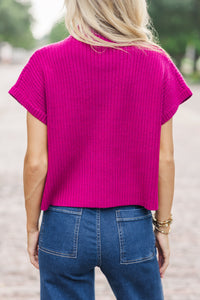 Open Your Mind Magenta Purple Short Sleeve Sweater