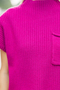 Open Your Mind Magenta Purple Short Sleeve Sweater