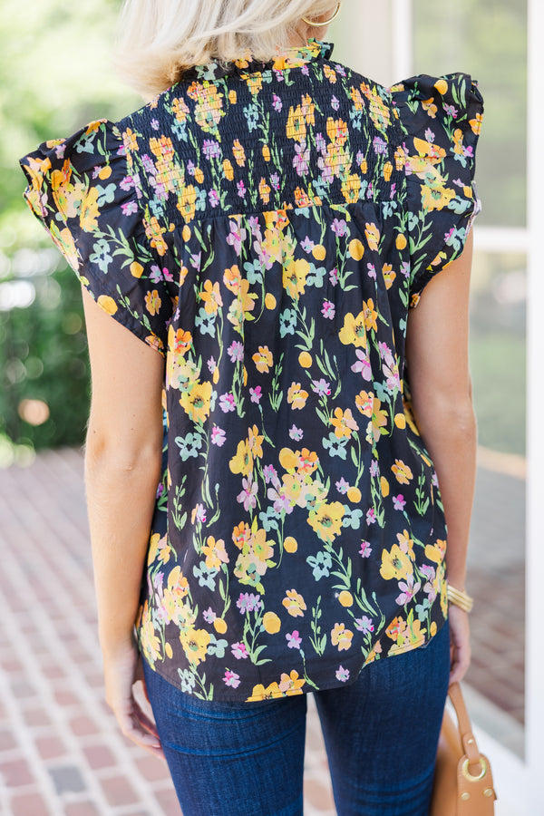 Live Out Loud Black Floral Blouse