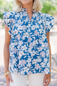 Live Out Loud Blue Floral Blouse