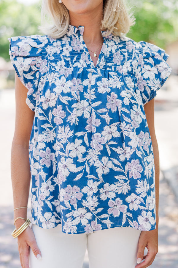 Live Out Loud Blue Floral Blouse