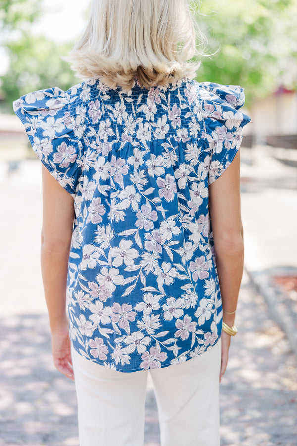 Live Out Loud Blue Floral Blouse