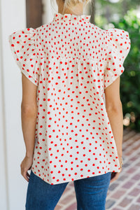Live Out Loud White Apple Print Blouse