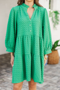 All Up To You Green Textured Dress