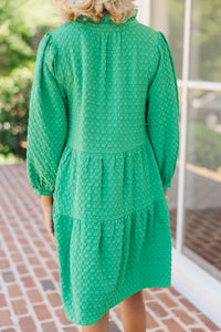 All Up To You Green Textured Dress