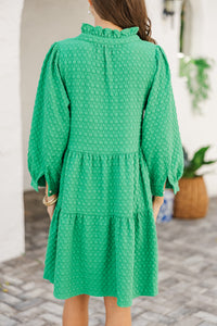 All Up To You Green Textured Dress