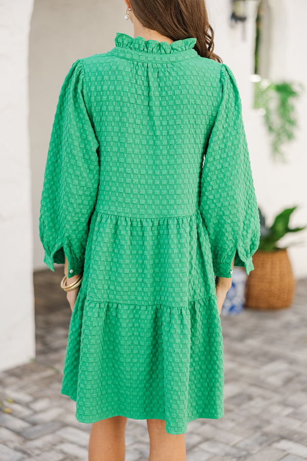 All Up To You Green Textured Dress