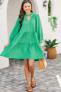 All Up To You Green Textured Dress