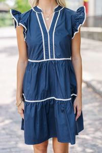 All At Once Navy Blue Babydoll Dress