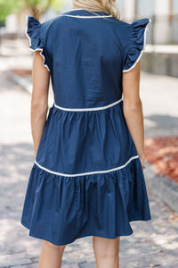 All At Once Navy Blue Babydoll Dress