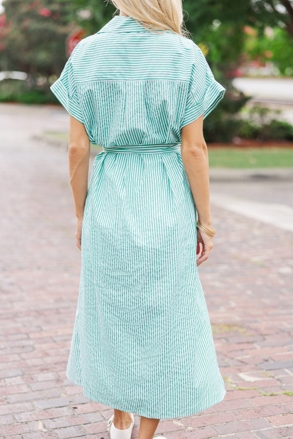 Get Your Way Green Striped Midi Dress, Medium - The Mint Julep Boutique | Women's Boutique Clothing Get Your Way Green Striped Midi Dress, Medium - The Mint Julep Boutique | Women's Boutique Clothing