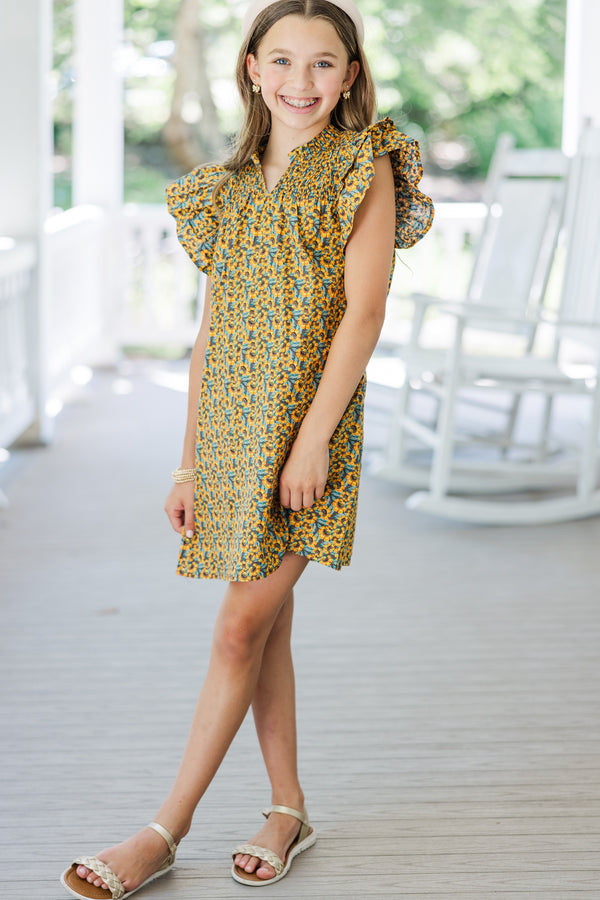 Girls: Always Ready Yellow Floral Dress