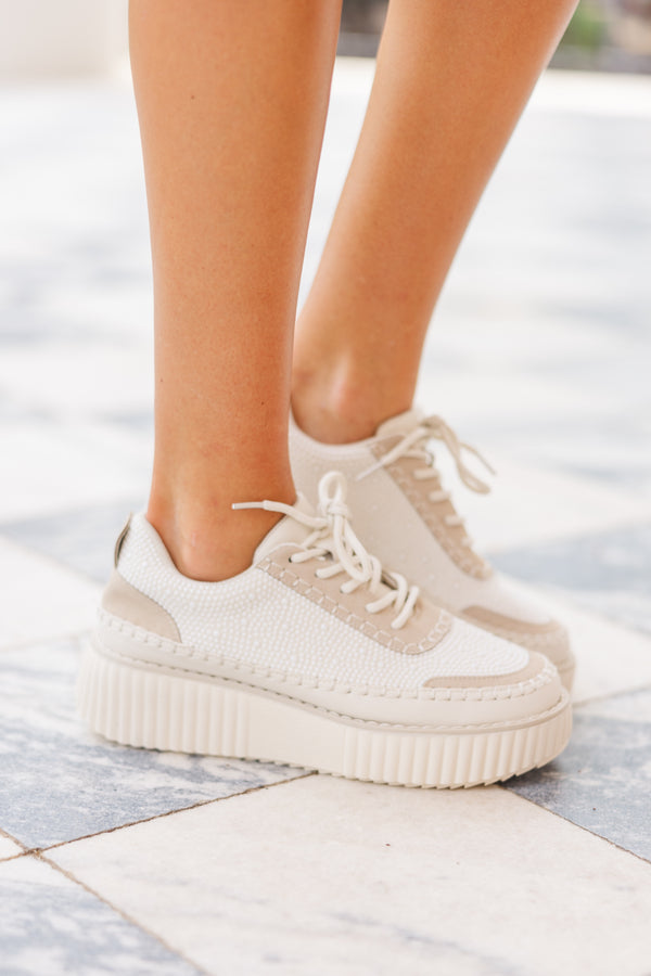 Wake Up Call Cream Embellished Sneakers