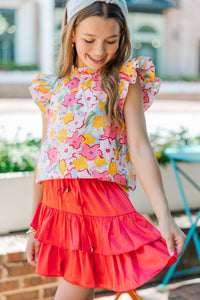 Girls: A True Beauty Pink Floral Blouse