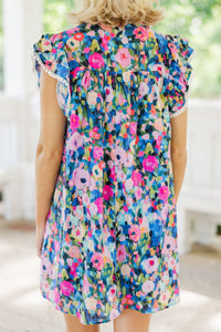 Leave It All Behind Navy Blue Floral Dress