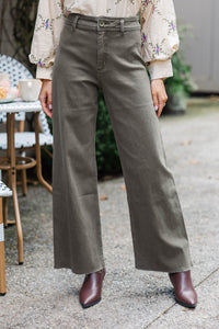 It's All A Dream Faded Olive Green Crop Jeans