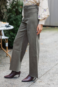 It's All A Dream Faded Olive Green Crop Jeans