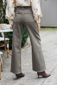 It's All A Dream Faded Olive Green Crop Jeans