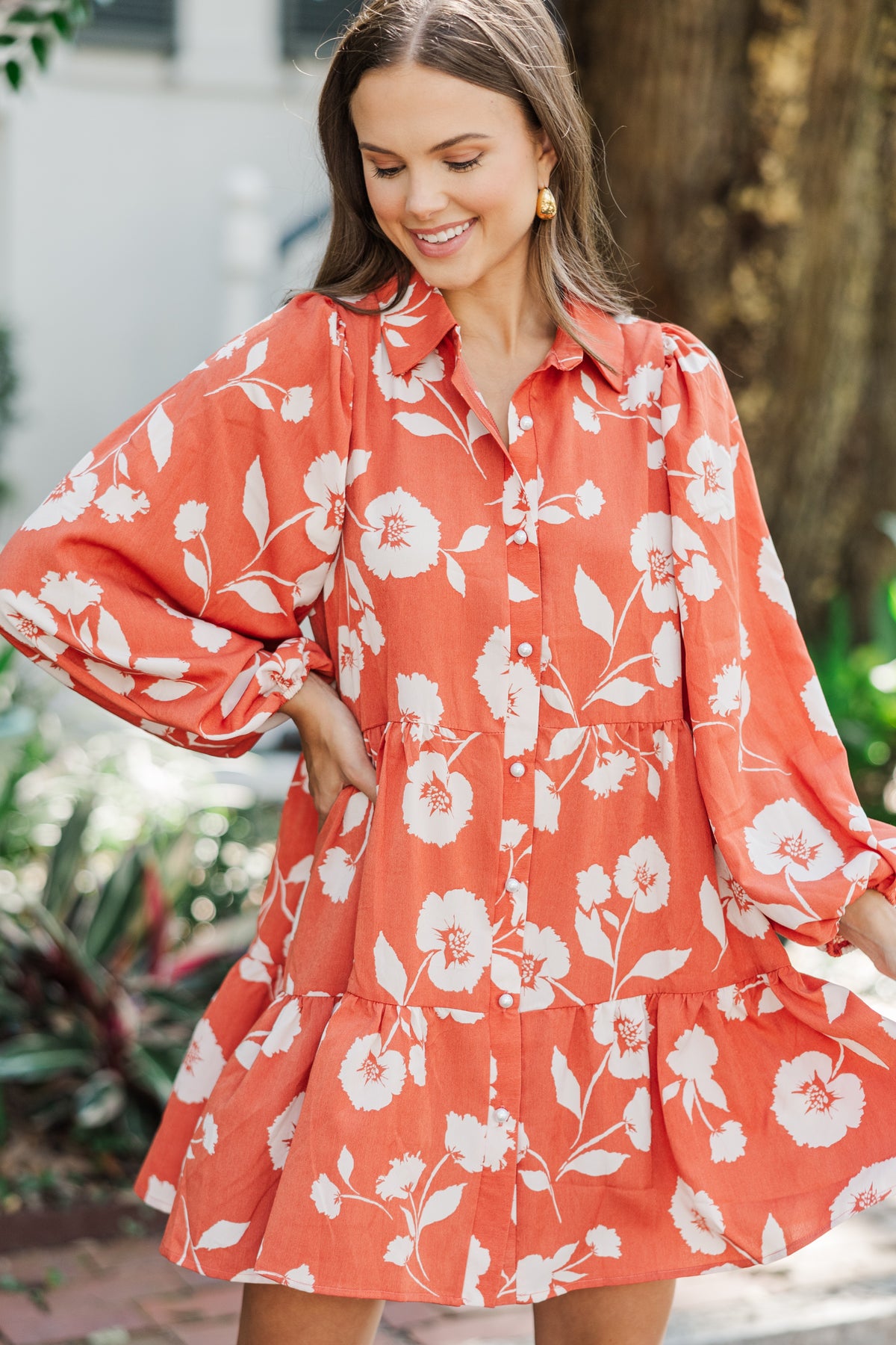 Take Your Love Rust Orange Floral Dress Shop the Mint Take Your Love Rust Orange Floral Dress Shop the Mint