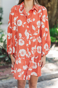 Take Your Love Rust Orange Floral Dress