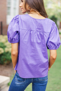 What A Doll Purple Babydoll Blouse