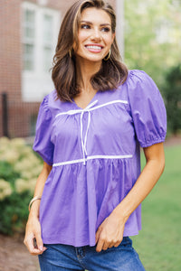 What A Doll Purple Babydoll Blouse