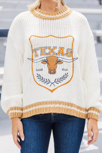 Hooked On You Cream Texas Embroidered Sweater