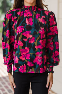 All I Need Emerald Floral Blouse