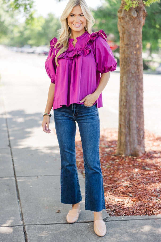 Make Your Choices Magenta Ruffled Blouse – Shop the Mint