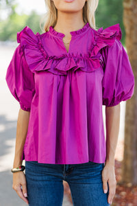 Make Your Choices Magenta Ruffled Blouse