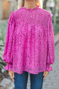 Check You Out Magenta Purple Leopard Blouse