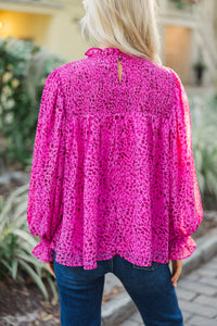 Check You Out Magenta Purple Leopard Blouse