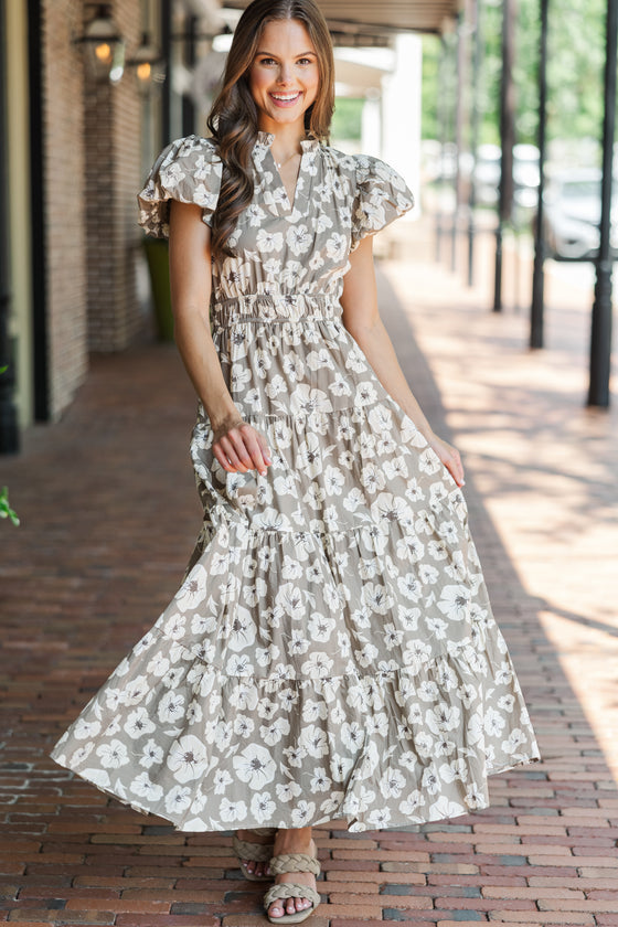 flared maxi dress Classic – The Style Vault Uniforms Of The Us Color:Gainsboro Print Pink Dresses