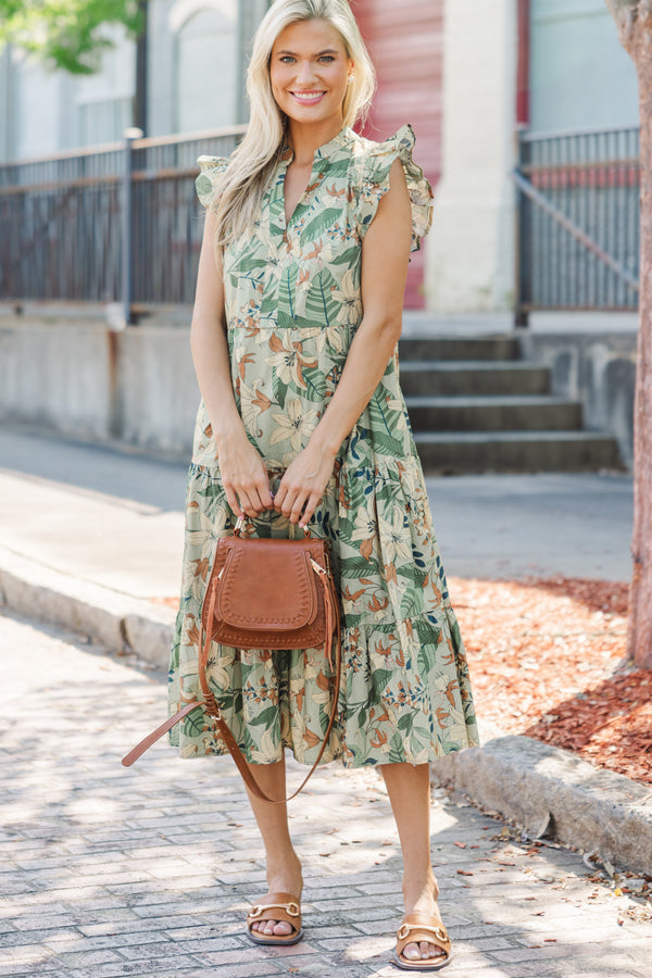 Created Beauty Olive Green Floral Midi Dress Shop the Mint Created Beauty Olive Green Floral Midi Dress Shop the Mint