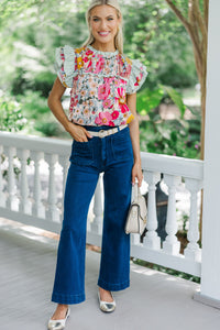 Full Of Love Pink Floral Ruffled Blouse