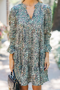 In Your Happy Place Olive Green Leopard Dress