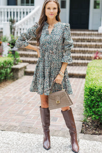 In Your Happy Place Olive Green Leopard Dress