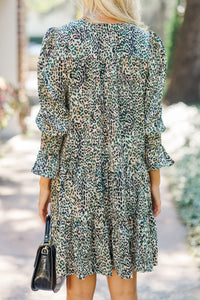 In Your Happy Place Olive Green Leopard Dress