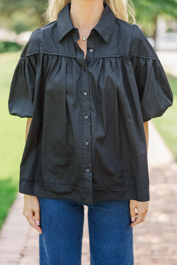 Better Than You Know Black Puff Sleeve Blouse