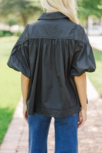 Better Than You Know Black Puff Sleeve Blouse