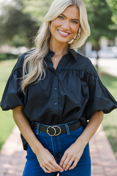 Better Than You Know Black Puff Sleeve Blouse – Shop the Mint