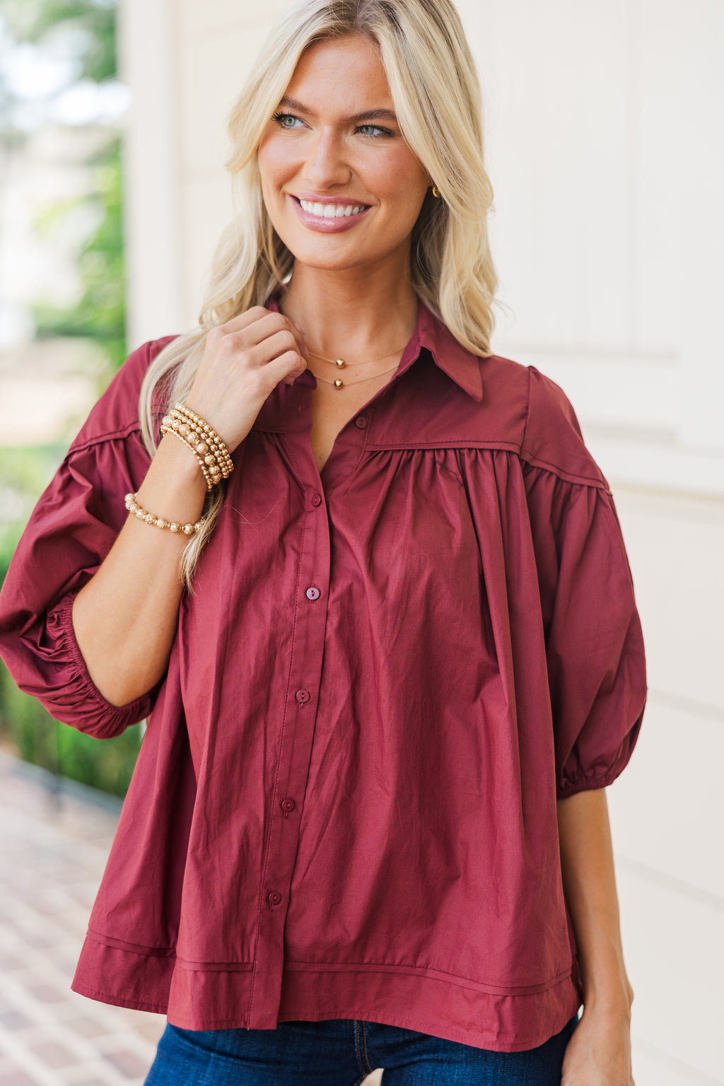 Better Than You Know Brick Red Puff Sleeve Blouse – Shop the Mint